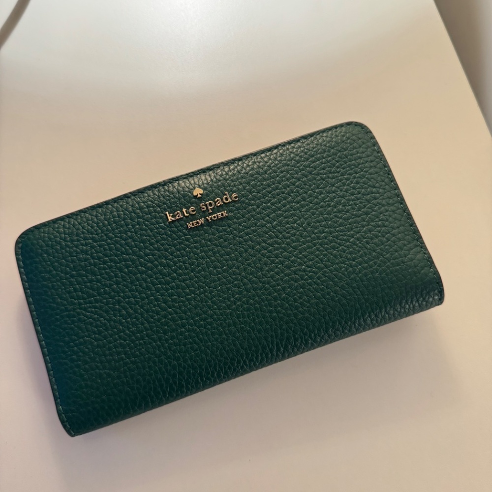 Kate Spade Dumpling Pebbled Leather Wallet - Emerald
